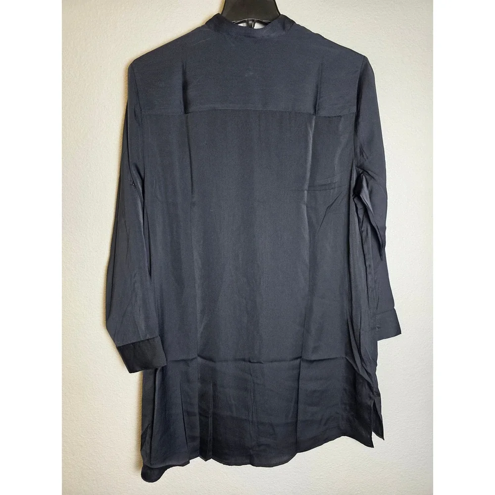 Summersalt Black Button Down Swim Cover Up Shirt Mandarin Collar Large